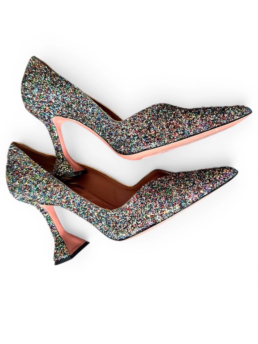 Amina Muaddi Glitter Multicolor Pointed-Toe pumps 39.5